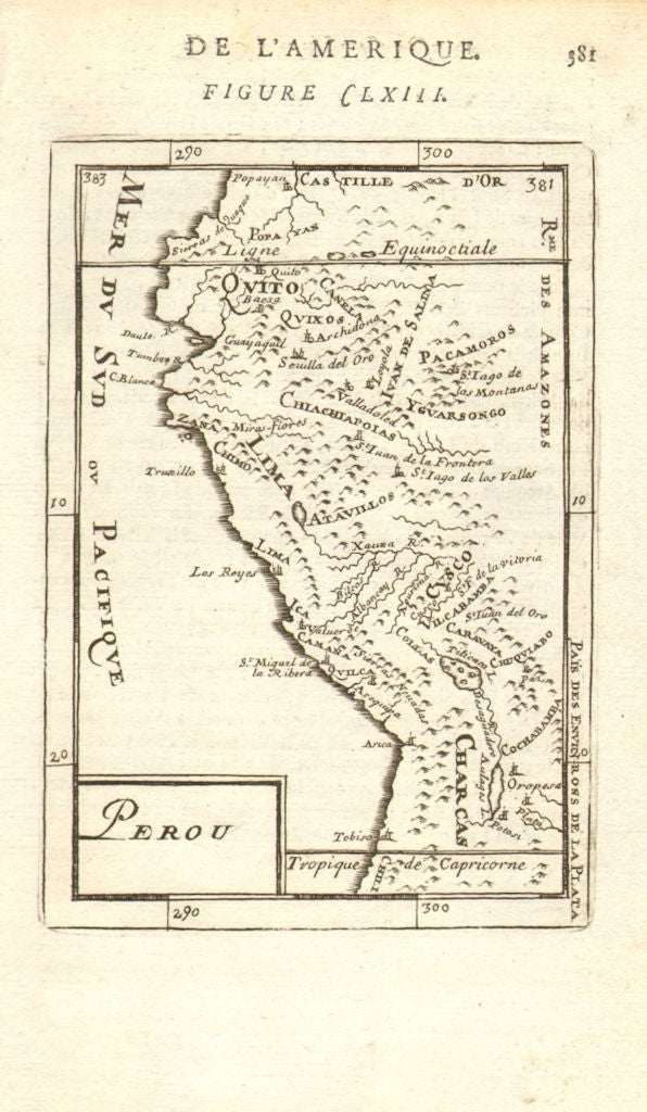 PERU & ECUADOR. Rivers towns. Lima Quito Cusco Arica. 'Perou'. MALLET 1683 map